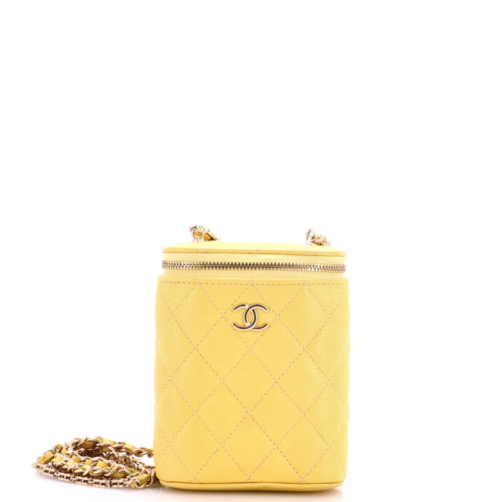 Chanel Small Vertical Classic Vanity Case with Chain Quilted Caviar